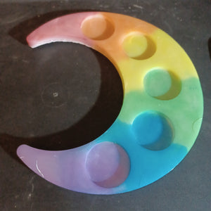 Rainbow moon candle holder