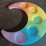 Rainbow moon candle holder