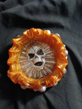 Fire Skull Ashtray Orange and White