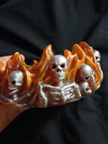 Fire Skull Ashtray Orange and White