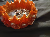 Fire Skull Ashtray Orange and White