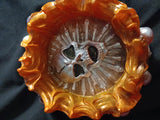 Fire Skull Ashtray Orange and White