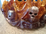 Fire Skull Ashtray Orange and White