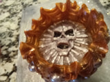 Fire Skull Ashtray Orange and White