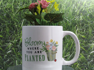 Taza Decorativa "Florece donde estés plantada"